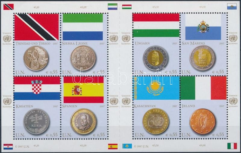 Érmek és zászlók kisív, Coins and flags mini sheet