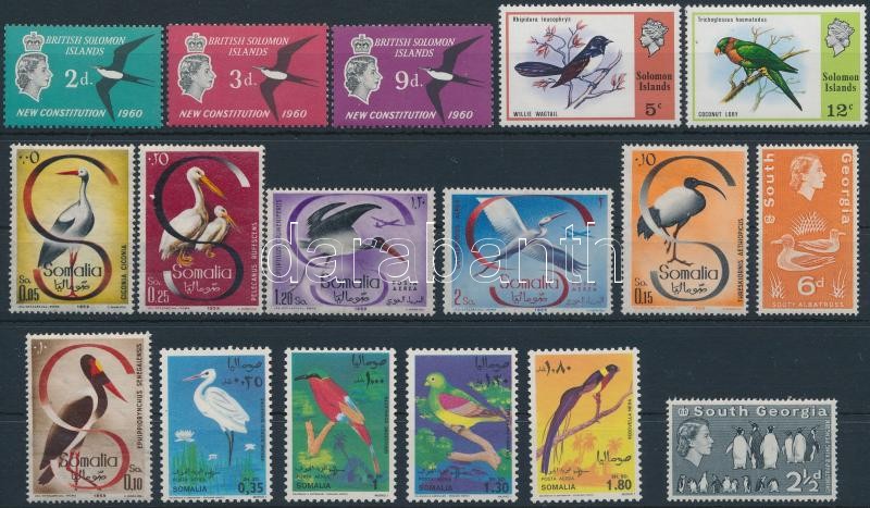 Bird 17 stamps, Madár motívum 17 klf bélyeg