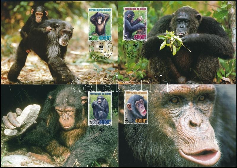 WWF: Csimpánz sor 4 db CM-n, WWF Chimpanzee set on 4 CM