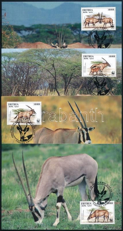 WWF East African oryx set on 4 CM, WWF: Kelet-afrikai nyársas bak 4 db CM-en