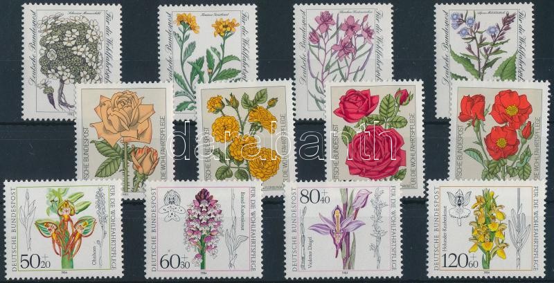 1982-1984 Virág motívum 3 klf sor, 1982-1984 Flower motives 3 sets
