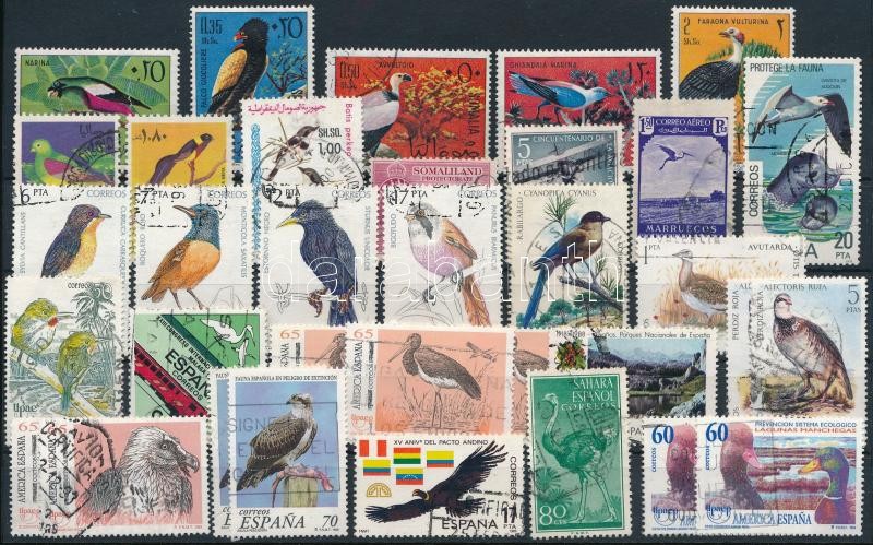 Madár motívum 35 db bélyeg, Bird 35 stamps