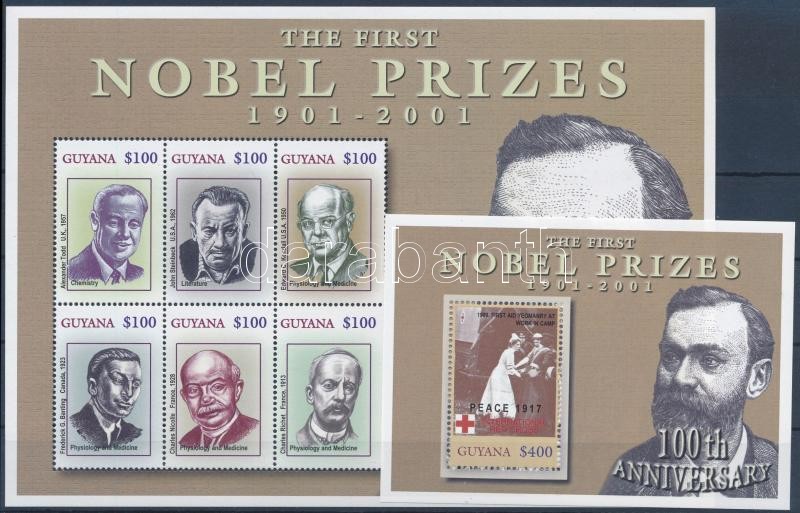 Nobel-díjasok kisívsor + 3 blokk, Nobel Laureates mini sheet set + 3 blocks