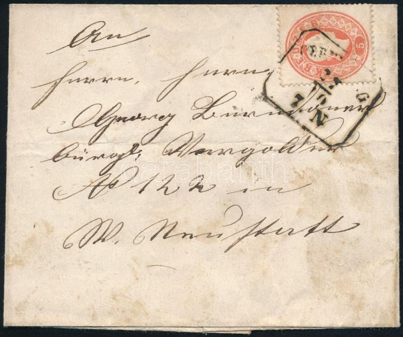 ~1861 5kr on cover "OED(ENBURG)", ~1861 5kr levélen "OED(ENBURG)"