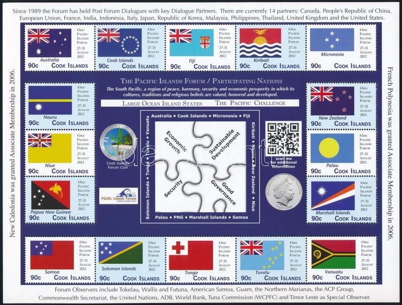 Csendes-óceáni szigetek konferenciája, Zászlók, 14 értékes + 16 értékes kisív, Pacific Islands Conference, Flags sheets with 14 + 16 values