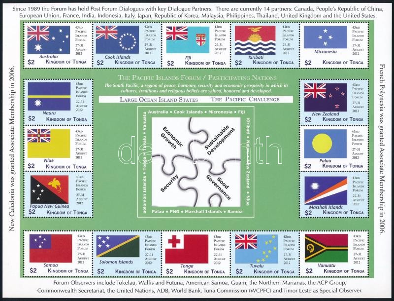 Pacific Islands Conference, Flags 2 mini sheets, Csendes-óceáni szigetek konferenciája, Zászlók 2 kisív