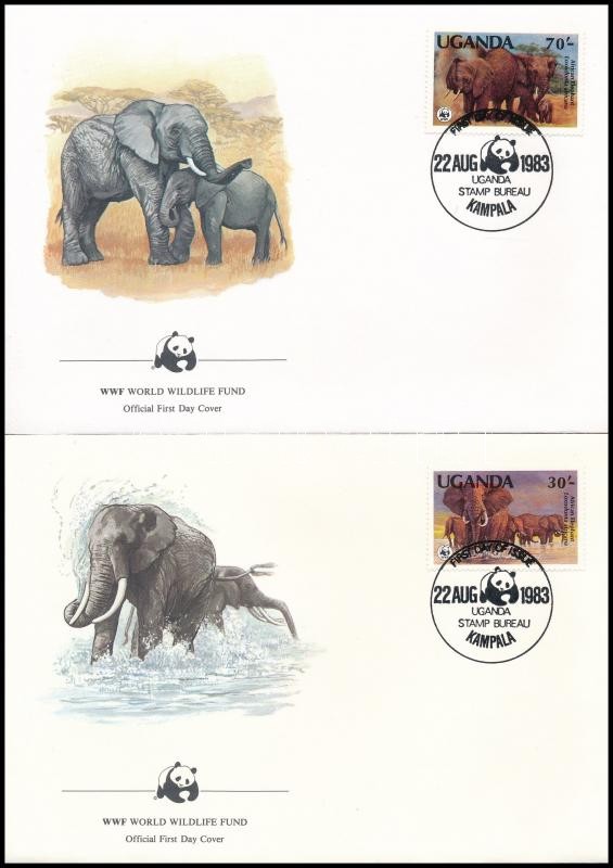WWF: African elephant set 4 FDC, WWF: Afrikai elefánt sor 4 db FDC-n