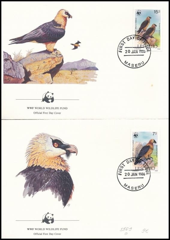 WWF: Bearded vulture set on 4 FDC, WWF: Saskeselyű sor 4 db FDC-n