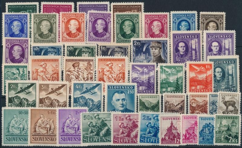 1939-1942 46 klf bélyeg, közte sorok, 1939-1942 46 diff stamps