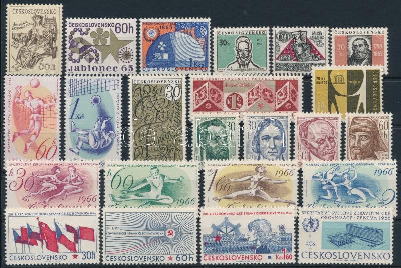 1965-1966 8 klf sor + 16 db önálló érték 2 stecklapon, 1965-1966 8 sets + 16 stamps