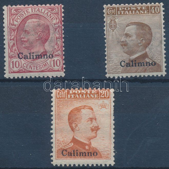 Definitive 3 values with Calimno overprint, Forgalmi 3 érték Calimno felülnyomással