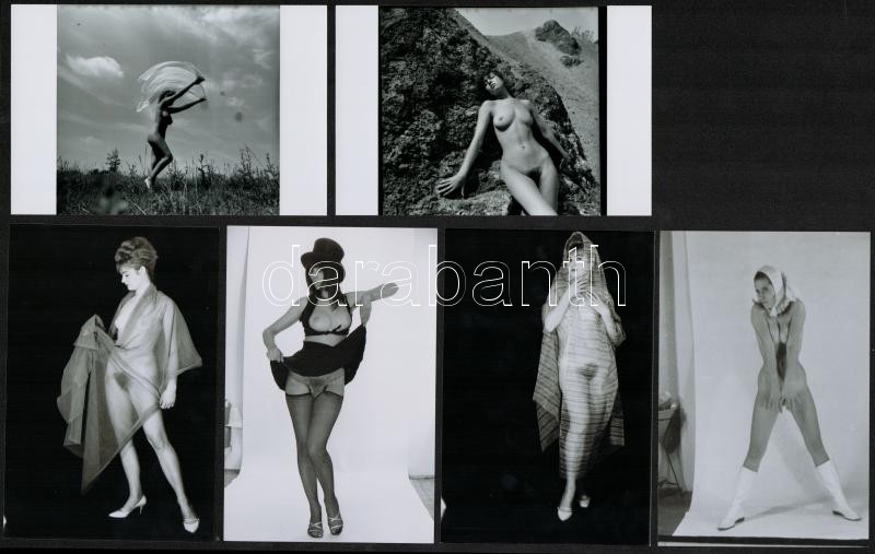 cca 1977 Örömös fényképek, 13 db szolidan erotikus vintage negatívról készült mai nagyítás, 10x15 cm / 13 erotic photos, 10x15 cm
