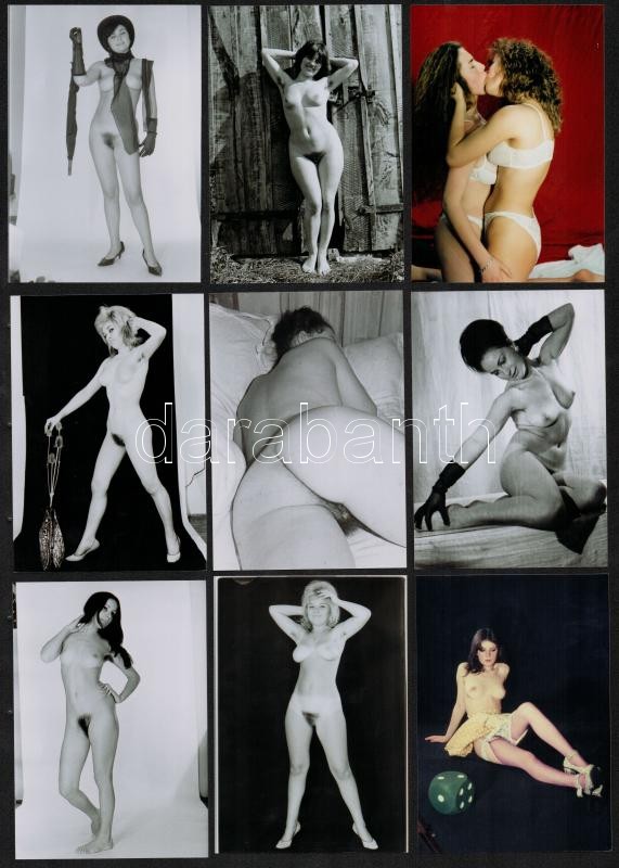 cca 1983 Fotómodellek, akik mindent megmutatnak, 33 db szolidan erotikus vintage negatívról készült mai nagyítás, 9x13 cm / 33 erotic photos, 9x13 cm