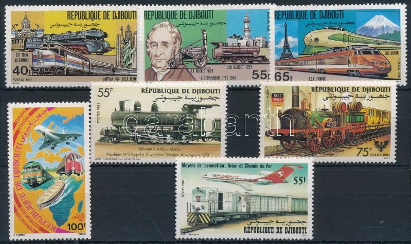 1981-1985 Vonat motívum 7 klf bélyeg, 1981-1985 Train 8 stamps