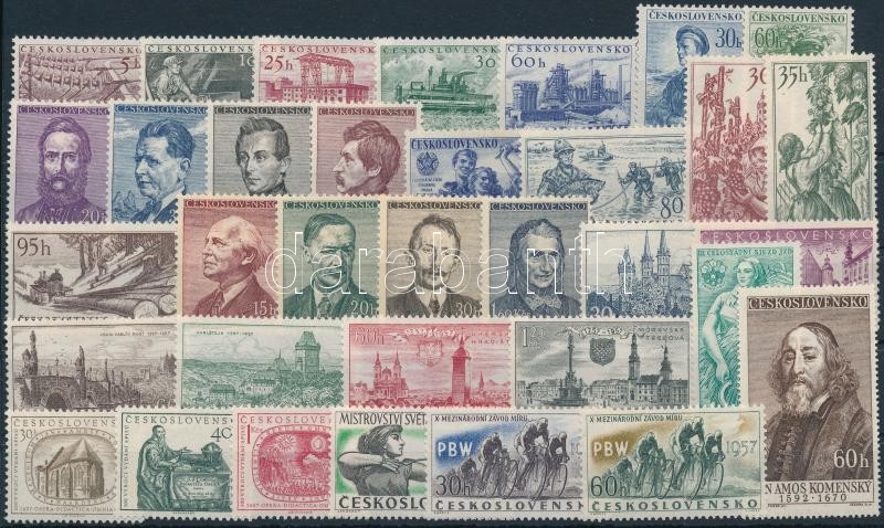 1956-1957 34 klf bélyeg, közte sorok, 1956-1957 34 stamps