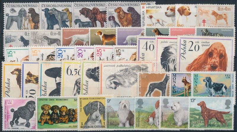 Dog 1965-1990 5 sets + 10 stamps, Kutya motívum 1965-1990 5 klf sor + 10 klf önálló érték