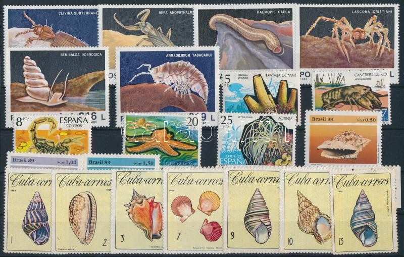 1966-1993 Tengeri állatok 4 klf sor + 1 ötöscsík, 1966-1993 Sea animals 4 sets + 1 stripe of 5