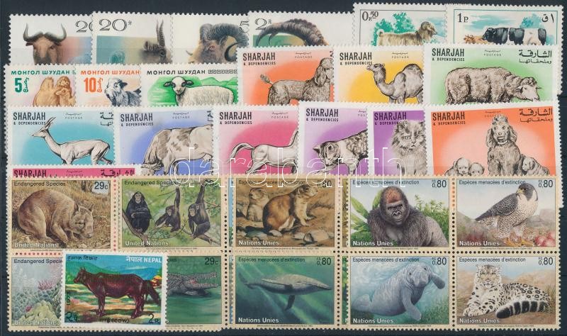 1968-1994 Animals 36 stamps, 1968-1994 Állat motívum összeállítás 36 klf bélyeg, köztük sorok, négyestömbök