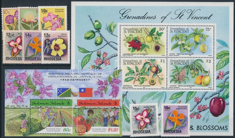 1953-1998 FLowers 2 blocks + 8 stamps, 1953-1998 Virág motívum 2 blokk + 8 db önálló érték