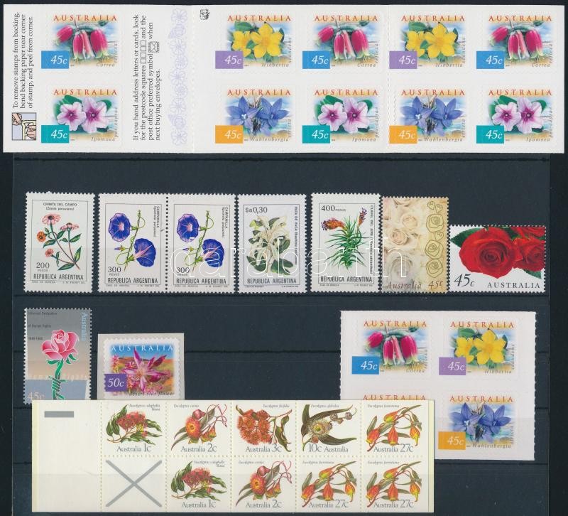 1968-2003 Flower set + 2 stamp-booklets + 10 stamps, 1968-2003 Virág motívum 1 sor + 2 bélyegfüzet + 10 klf önálló érték