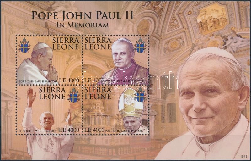 II. János Pál pápa kisív, Pope John Paul II. mini sheet