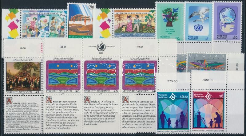 1993-1994 10 stamps + 2 stripes of 3, 1993-1994 10 klf bélyeg + 2 klf hármascsík
