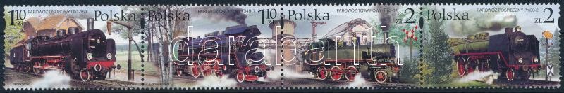 Locomotive set in stripes of 4, Vasút; Gőzmozdonyok sor négyescsíkban