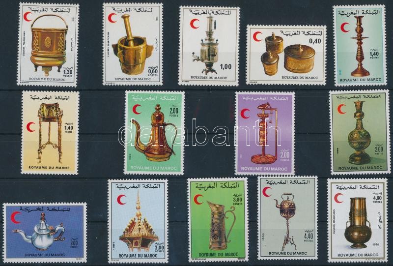 1979-1994 Morocco Red Crescent 14 stamps, 1979-1994 Marokkói Vörös Félhold 14 klf bélyeg