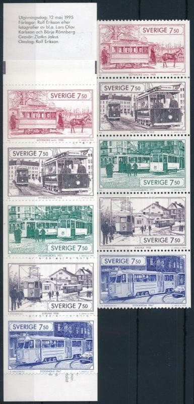 Trams stamp-booklet sheet + stamp-booklet, Villamosok bélyegfüzetlap + bélyegfüzet