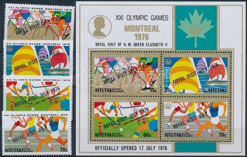 Olimpics set with overprint + block, Montreali olimpia sor felülnyomással + blokk