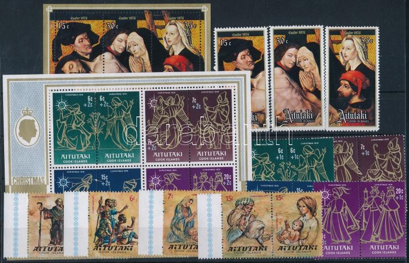 1976/1977 Christmas: Painting 19 stamps + 2 blokk, 1976/1977 Karácsony, Festészet motívum 19 klf bélyeg + 2 klf blokk