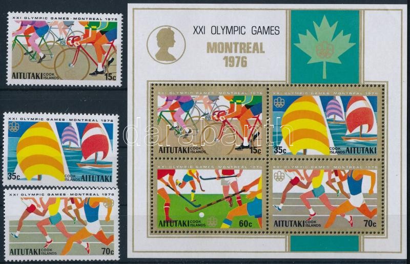 Olympics 3 stamps + block, Montreali olimpia 3 érték + blokk