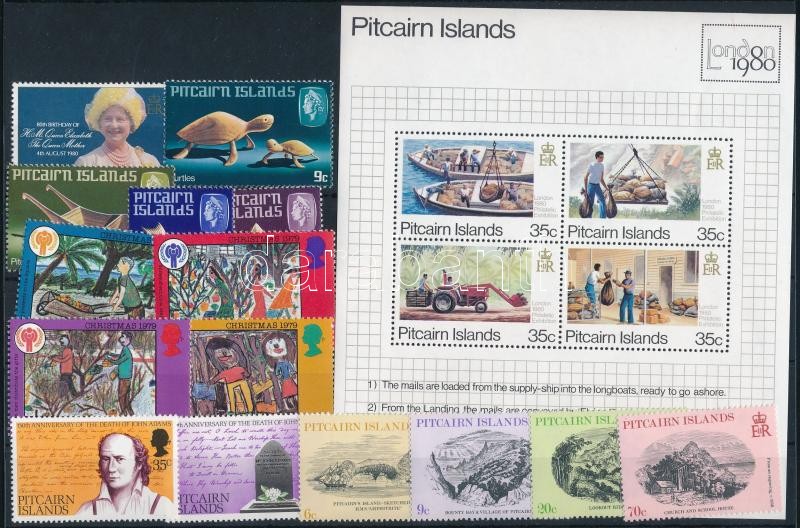 1979-1980 15 klf bélyeg + blokk, 1979-1980 15 stamps + block