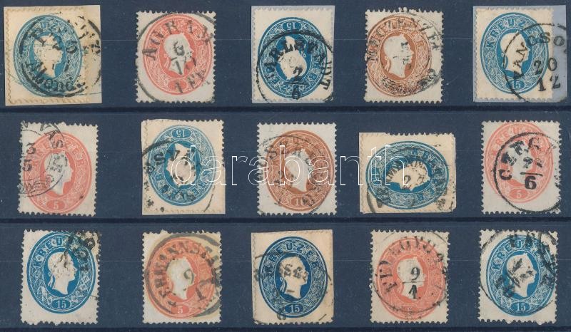 15 stamps with nice/readable cancellations, 15 db bélyeg szép / olvasható bélyegzésekkel
