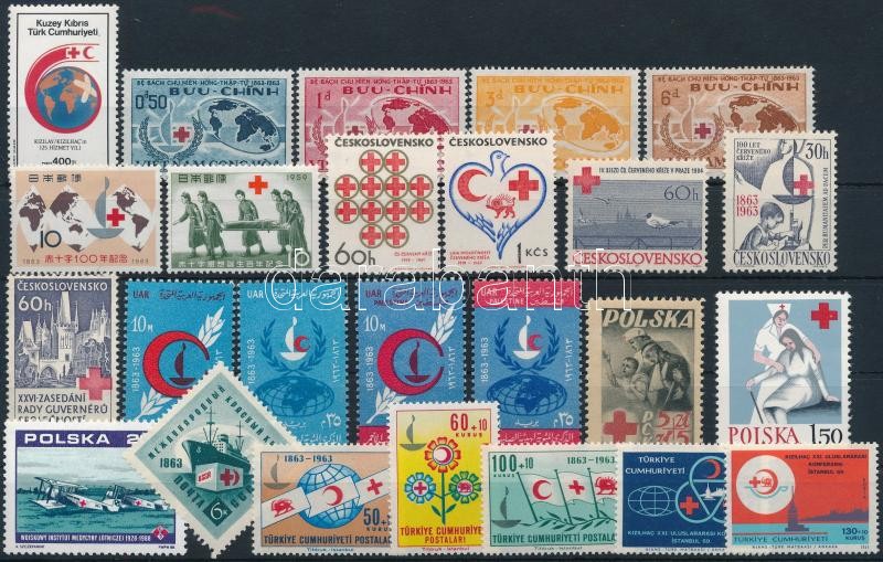 1947-1988 Red Cross 6 set + 10 stamps, 1947-1988 Vöröskereszt motívum 6 klf sor + 10 klf önálló érték