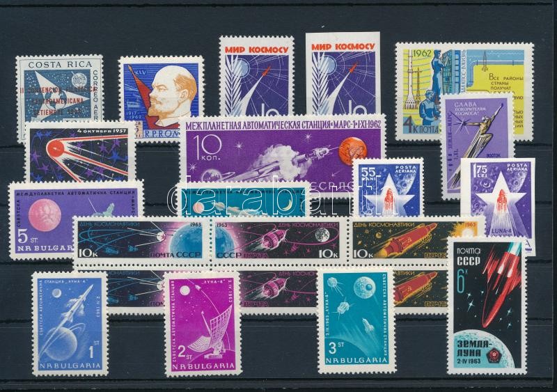 1962-1963 Űrkutatás 22 klf bélyeg közte 1 db hatostömb, 1962-1963 Space Research 22 stampa