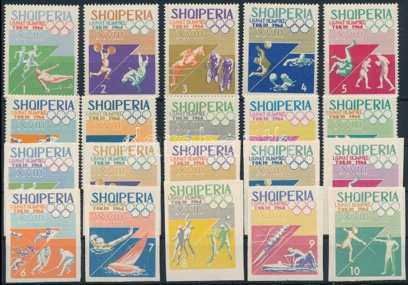 Olimpia fogazott és vágott sor, Olympics stamp perforated and imperforated set