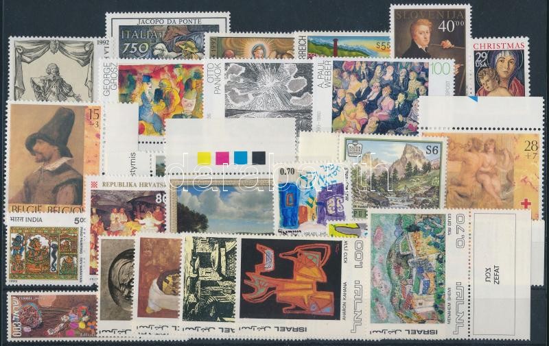 Painting motive 1972-1993 4 sets + 8 diff stamps + 1 pair, Festmény motívum 1972-1993 4 klf sor + 8 klf önálló érték + 1 pár