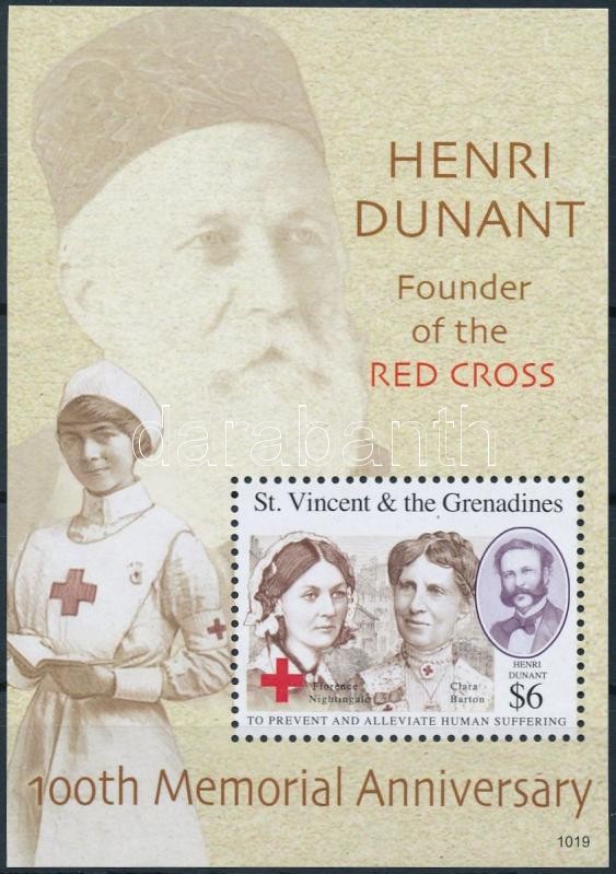 Henri Dunant's death centenary block, Henri Dunant halálának 100. évfordulója blokk