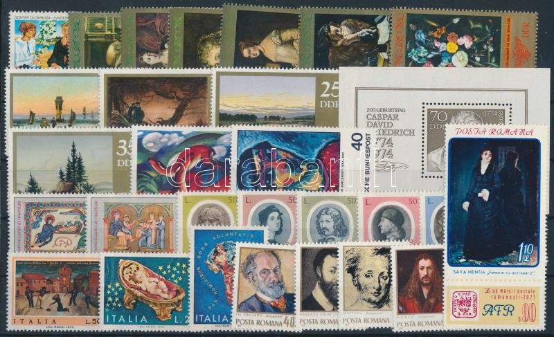 Festmény motívum 1971-1974 7 klf sor + 3 klf önálló érték + 1 blokk, Painting 1971-1974 7 sets + 3 stamps + 1 block