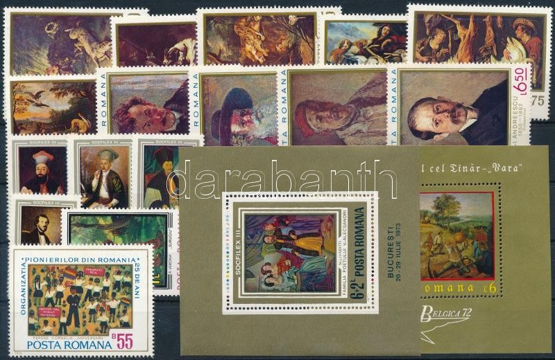 Paintings 1970-1973 2 blocks + 2 sets + 2 stamps, Festmény motívum 1970-1973 2 klf blokk + 3 klf sor + 2 klf önálló érték