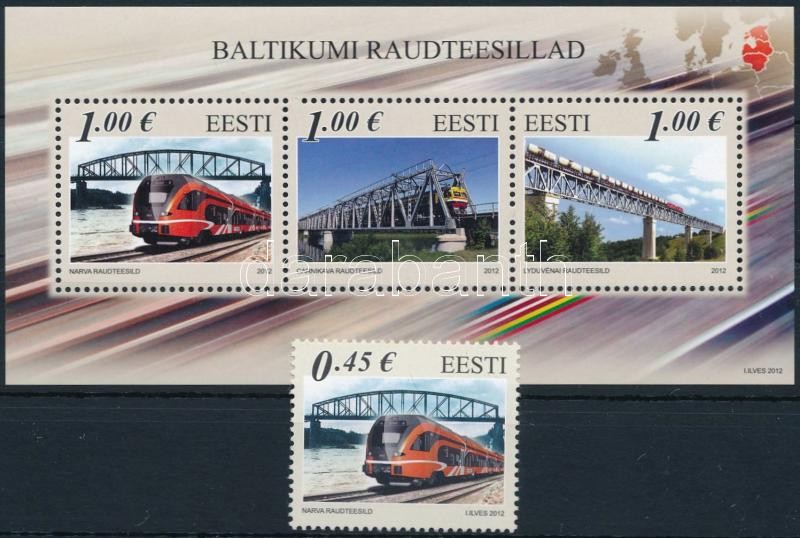 Rail bridges stamp + block, Vasúti hidak bélyeg + blokk