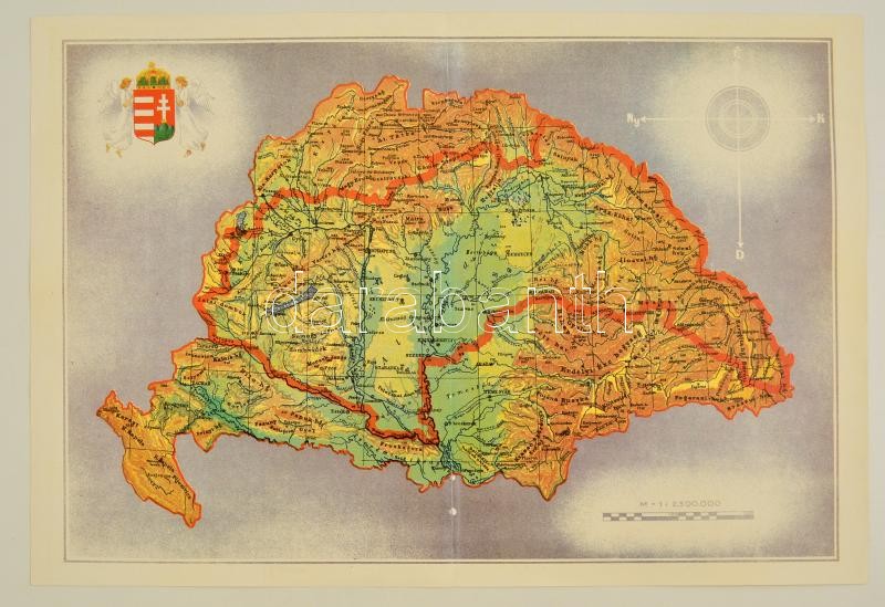 Nagy-Magyarország térképe, modern kiadás, hajtott, 30x44 ...