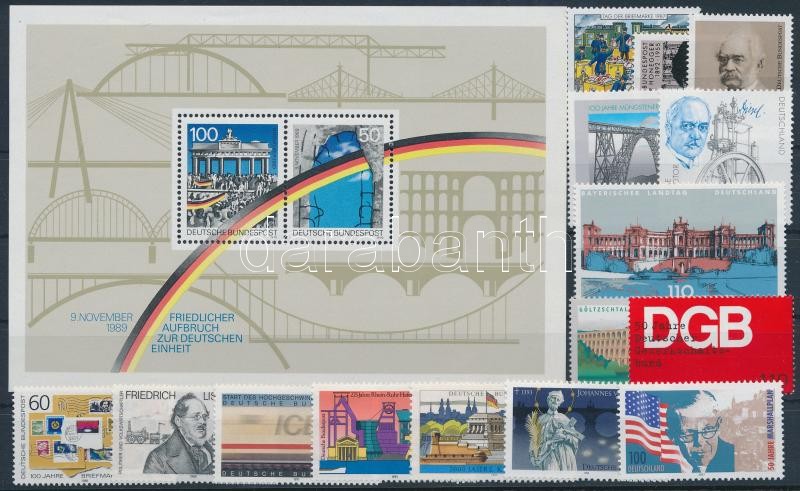 1988-1999 Vasút motívum 15 db klf bélyeg + 1 db blokk stecklapon, 1988-1999 Railway motive 15 stamps + block on stock card