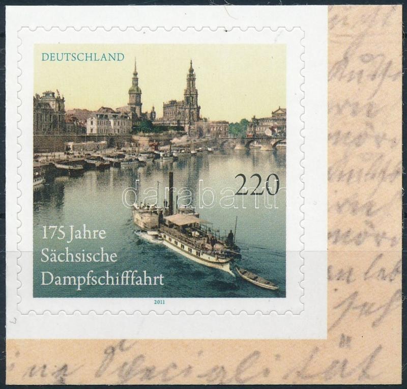 175th Anniversary of the steamboating in Saxony, 175 éves a Szászország gőzhajózás öntapadós bélyeg