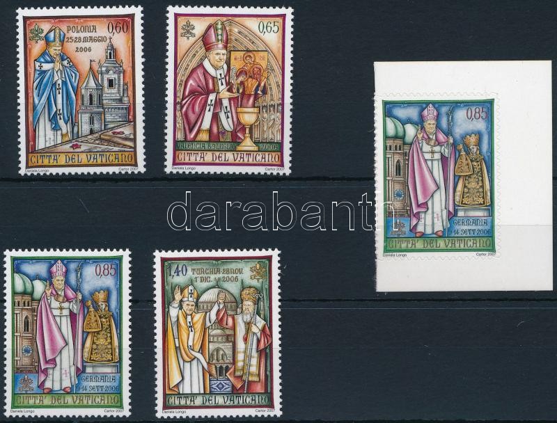 A Pápa utazásai sor + öntapadós bélyeg, Pope's travels set + self-adhesive stamp