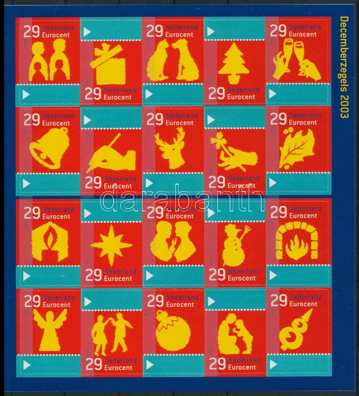 Decemberi bélyegek fóliaív, December stamps foil sheet
