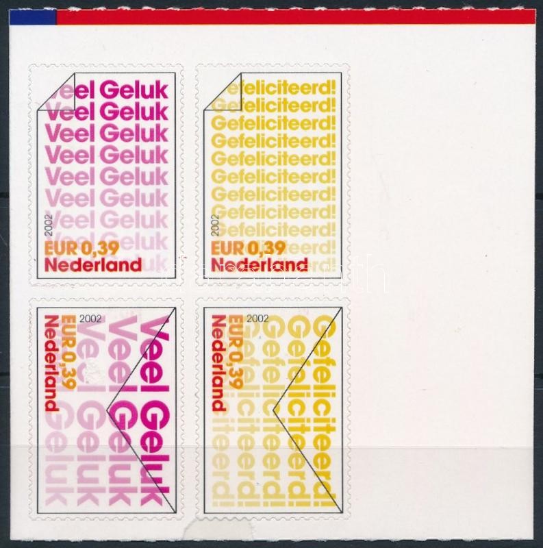 Greeting Stamp self-adhesive block of 4, Üdvözlőbélyeg öntapadós négyestömbben