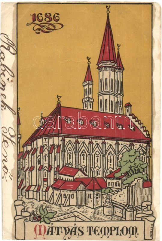 1686 Budapest I. Mátyás templom, Geittner & Rausch kiadása (vágott / cut)