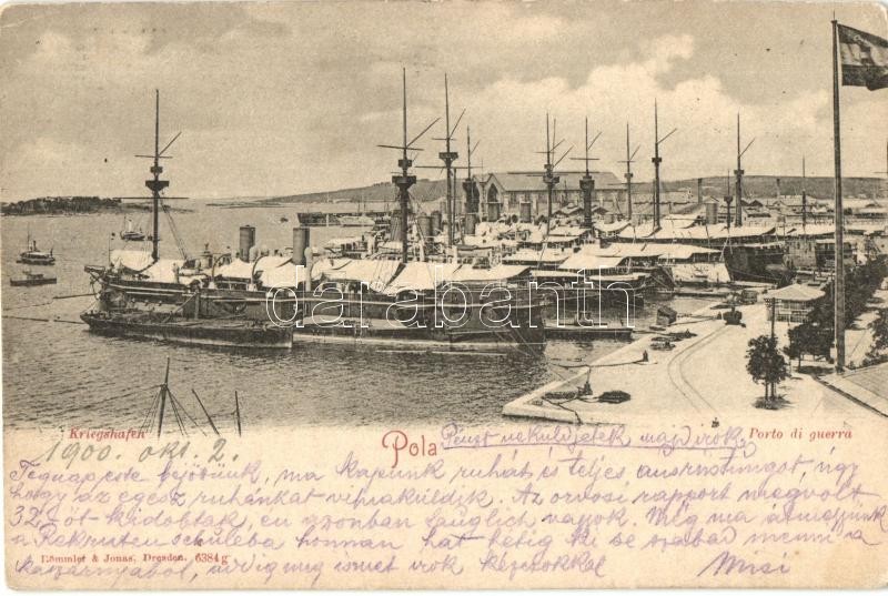 Kriegsmarine kikötő, hadihajók, Pola, Kriegshafen / Porto di guerra / Kriegsmarine port, warships